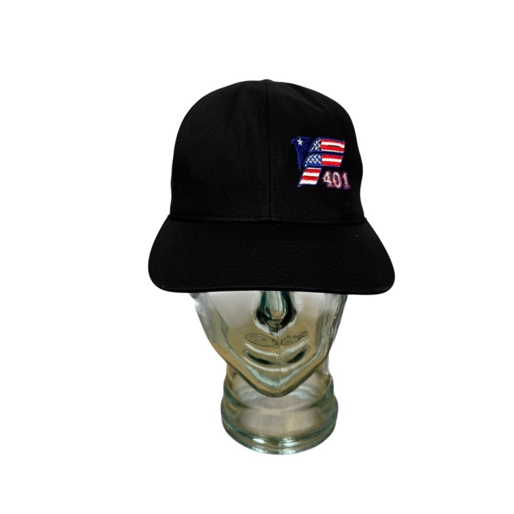 401 RI Black Baseball Cap American Flag Embroidered Hat Patriotic‎ Trucker B18Q